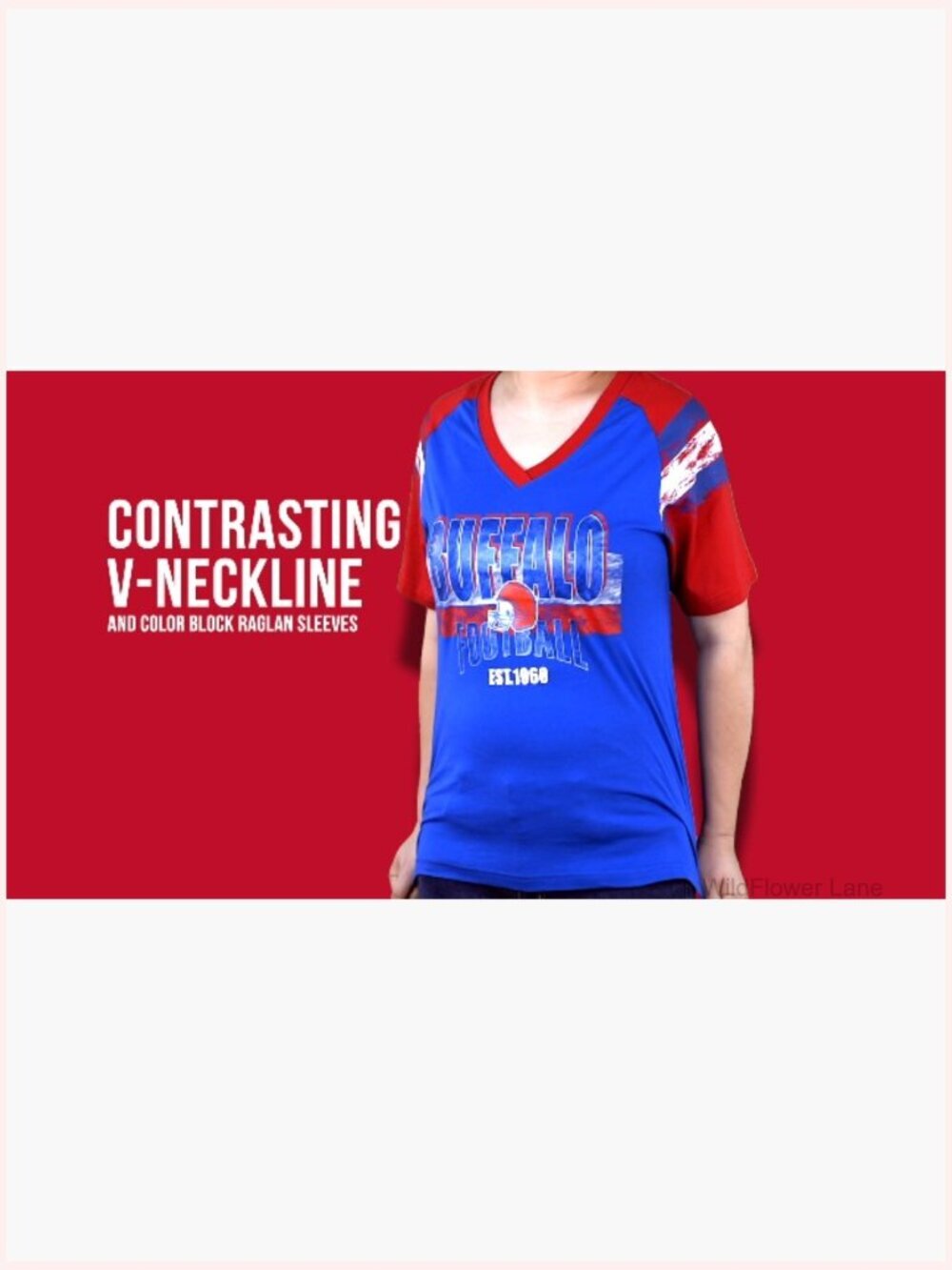 Women's Football Raglan Sleeve V-Neck T-Shirt Fan Gear Tee - Picture 7 of 7